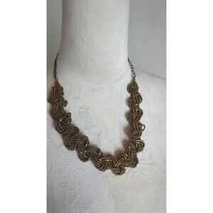 Vintage Art Deco Gold Tone Braided Beaded Necklace.